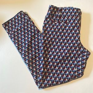 Anthropologie Cartonnier Charlie Ankle Blue/Red Geometric Print Pants